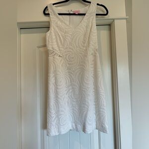 Lilly Pulitzer White, V-neck mini dress with sheer sides